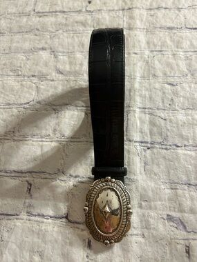 VINTAGE CHUNKY BLACK LEATHER WITH EMBELLISHED REMOVABLE BUCKLE UNISEX SIZE XL